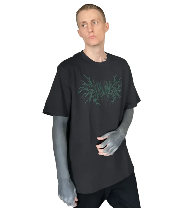 exhumed oversized black t-shirt front side model